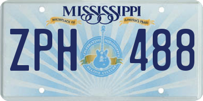 MS license plate ZPH488