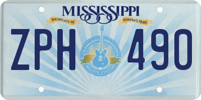MS license plate ZPH490