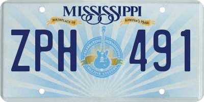 MS license plate ZPH491
