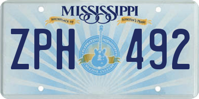 MS license plate ZPH492