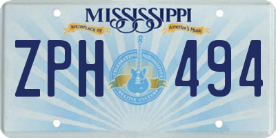 MS license plate ZPH494