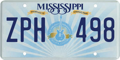 MS license plate ZPH498