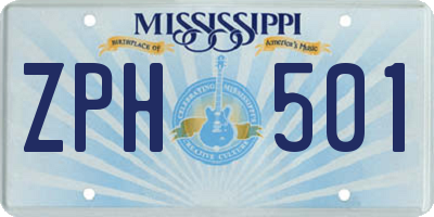 MS license plate ZPH501