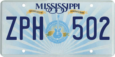 MS license plate ZPH502