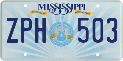 MS license plate ZPH503