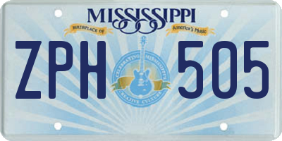 MS license plate ZPH505