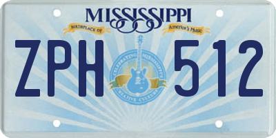 MS license plate ZPH512