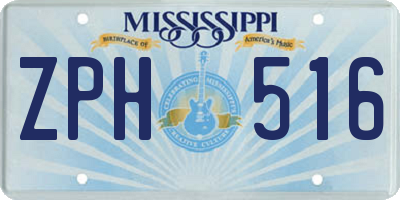 MS license plate ZPH516