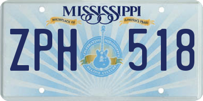 MS license plate ZPH518