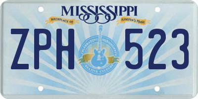 MS license plate ZPH523