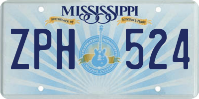 MS license plate ZPH524