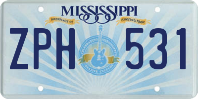 MS license plate ZPH531