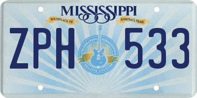 MS license plate ZPH533