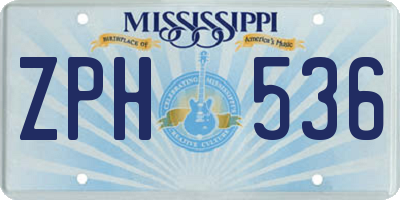 MS license plate ZPH536