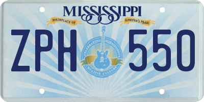 MS license plate ZPH550