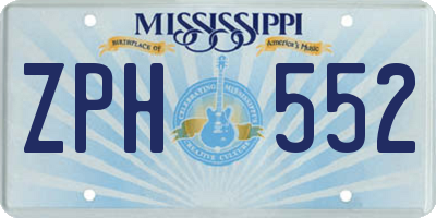 MS license plate ZPH552