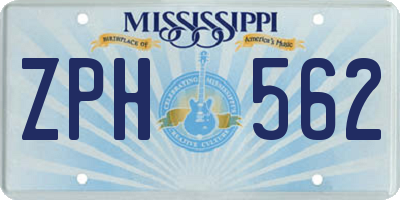 MS license plate ZPH562