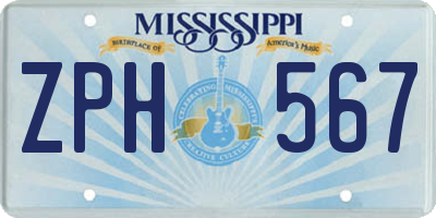 MS license plate ZPH567