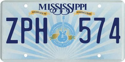MS license plate ZPH574
