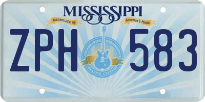 MS license plate ZPH583