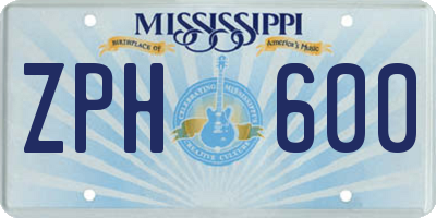 MS license plate ZPH600