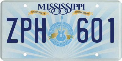MS license plate ZPH601