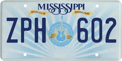 MS license plate ZPH602