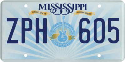 MS license plate ZPH605