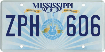 MS license plate ZPH606