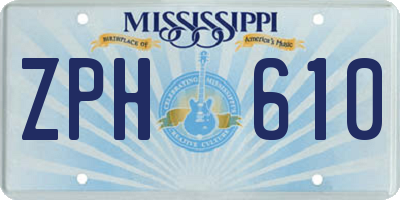 MS license plate ZPH610
