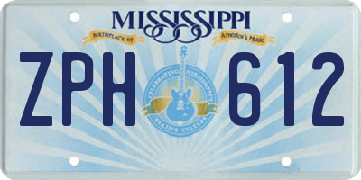 MS license plate ZPH612