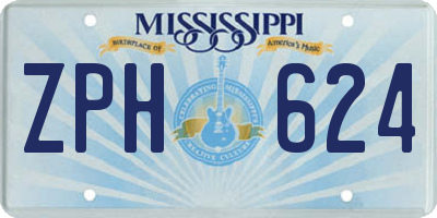 MS license plate ZPH624