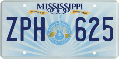 MS license plate ZPH625