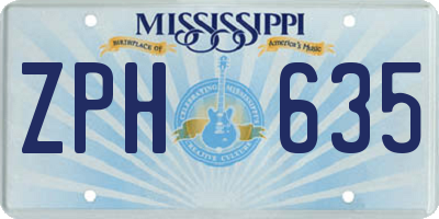 MS license plate ZPH635