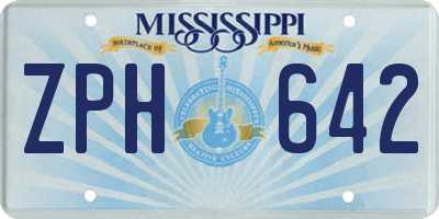 MS license plate ZPH642