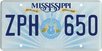 MS license plate ZPH650