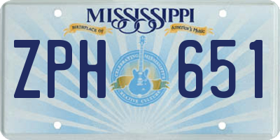 MS license plate ZPH651