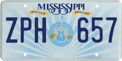 MS license plate ZPH657
