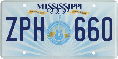 MS license plate ZPH660