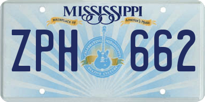 MS license plate ZPH662