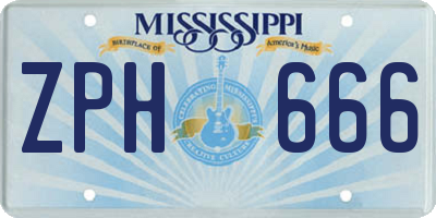 MS license plate ZPH666
