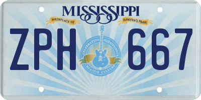 MS license plate ZPH667