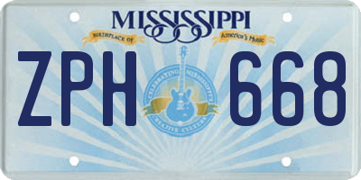 MS license plate ZPH668