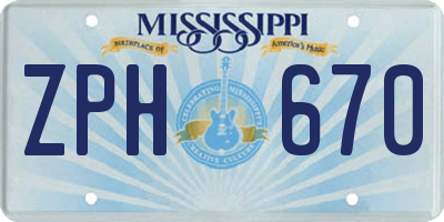 MS license plate ZPH670