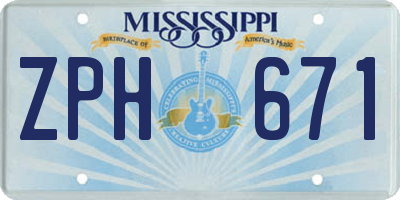 MS license plate ZPH671