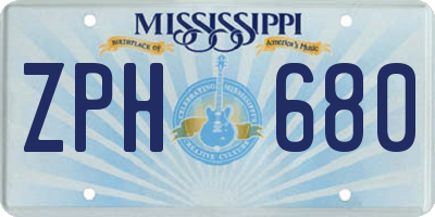 MS license plate ZPH680