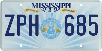 MS license plate ZPH685