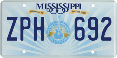MS license plate ZPH692