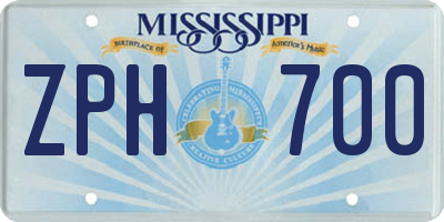 MS license plate ZPH700
