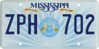 MS license plate ZPH702